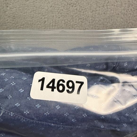 Maceoo Shirt Mens 2XL 6 Blue Button Up Long Sleeve 100% Linen Jacquard Geometric - Picture 10 of 10